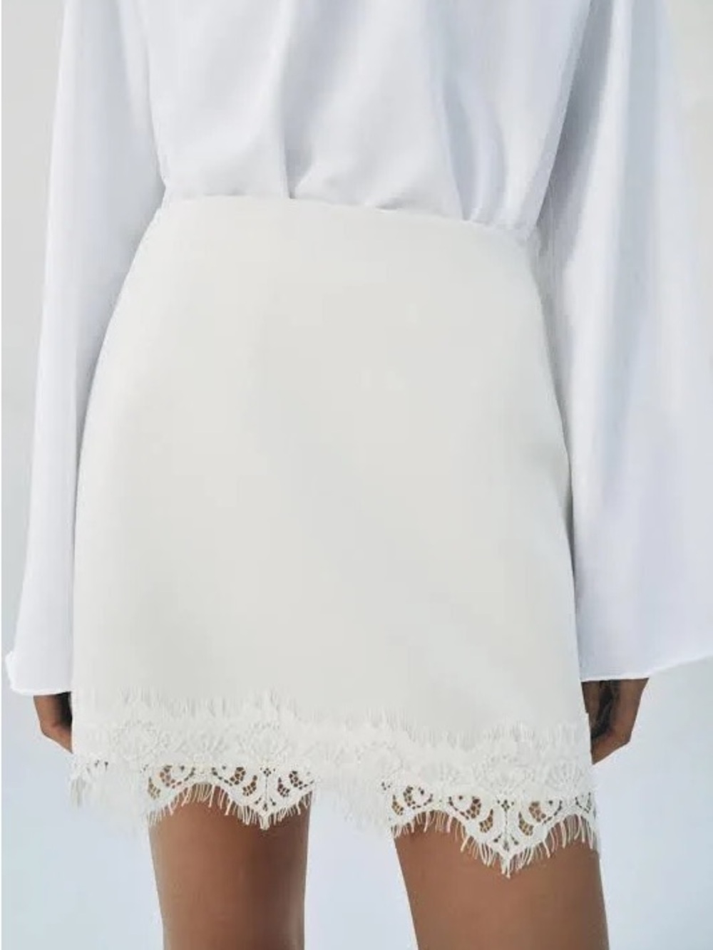 Lace-Trim White Mini Skort